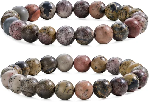Vista 50 de Bivei - Pulsera elástica de cuentas redondas de cristales curativos semipreciosos naturales, hecha a mano, rellenadores de regalo para mujeres Ágata