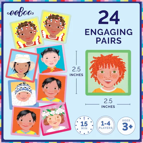 Vista 2 de eeBoo: I Never Forget a Face, Juego de Memoria y Emparejamiento, Desarrollo y Educación, 24 Parejas para Emparejar, Función Individual