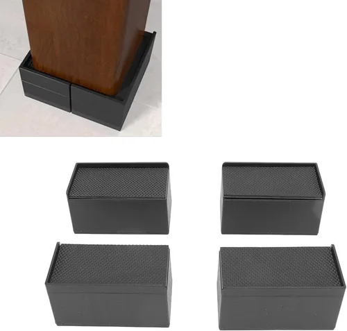 Vista 9 de Juego de elevadores rectangulares apilables para muebles, bloques de soporte elevados de goma para camas, sofás, escritorios y sofás con altura de 4