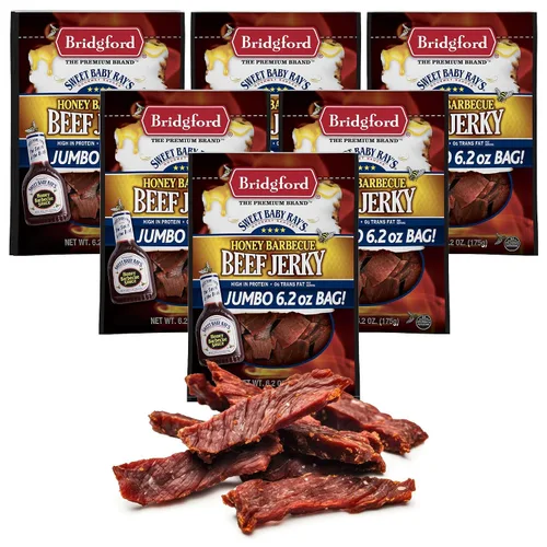 Vista 13 de Bridgford Sweet Baby Ray's Beef Jerky Sweet N Spicy 6.2 onzas, paquete de 3 – Cecina de res dulce y picante alta en proteínas para tu preferencia