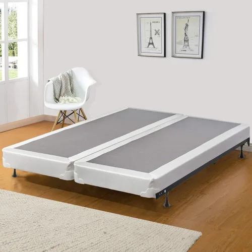 Vista 2 de Continental Sleep Base tradicional de somier/base de madera de perfil bajo de 4 pulgadas para colchón, tamaño matrimonial, beige