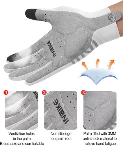 Vista 4 de INBIKE Guantes de ciclismo para hombre y mujer, forro polar fino, para pantalla táctil, guantes de bicicleta acolchados para correr, conducir