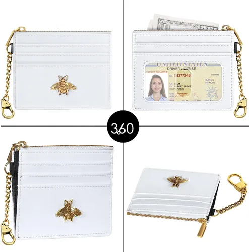 Vista 73 de SEAVILIA Tarjetero llavero cartera para mujer con ventana de identificación RFID monedero regalo abeja delgada minimalista pequeña cartera