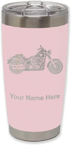 Vista 12 de LaserGram Vaso personalizado de 20 onzas, motocicleta (negro) Regalo grabado para motociclistas, acero inoxidable aislado al vacío, grabado