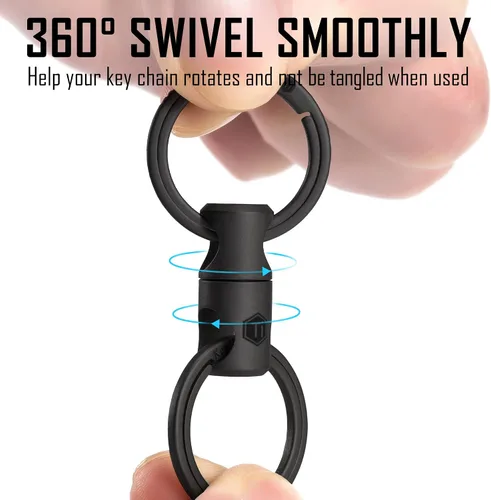 Vista 6 de KeyUnity KM15BK Titanium EDC Abridor de botellas Llavero Clip con anillo D y anillo giratorio KA15BK