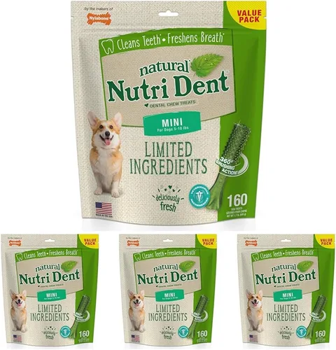 Vista 12 de Nylabone Nutri Dent Dog Dental Chews - Limpieza natural de dientes y ambientador de aliento - Golosinas dentales para perros - Sabor Filet Mignon