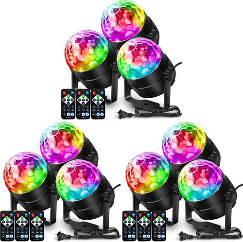 Vista 13 de Luces de fiesta de bola de discoteca para DJ, activadas por sonido, con control remoto, lámpara estroboscópica, 7 modos, luz de escenario