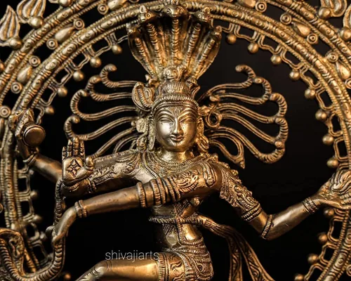 Vista 9 de SHIVAJIARTS Dancing Shiva Nataraja Estatua grande, estatua de Shiva Natraj bailarín, escultura de latón de 22.0 in, escultura de señor Shiva