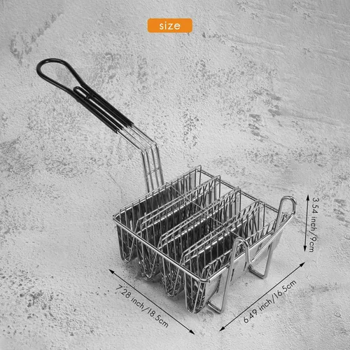 Vista 8 de Cesta para freidora de tacos, freidora de tacos, con capacidad para 4 conchas, cesta con soporte para tacos con mango de agarre