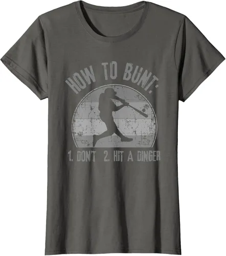 Vista 8 de Cómo Bunt Don't Hit A Dinger - Camiseta divertida de béisbol y sóftbol, Negro, S