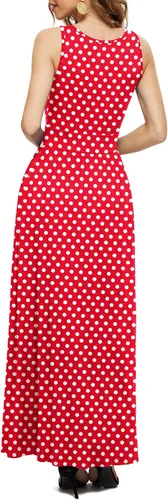 Vista 4 de LILBETTER Vestidos largos sin mangas para mujer, cintura imperio, vestidos largos casuales con bolsillos