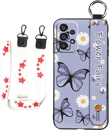 Vista 14 de Funda cruzada compatible con Samsung Galaxy A12 5G, con correa para la muñeca, cordón de silicona suave a prueba de golpes, funda protectora
