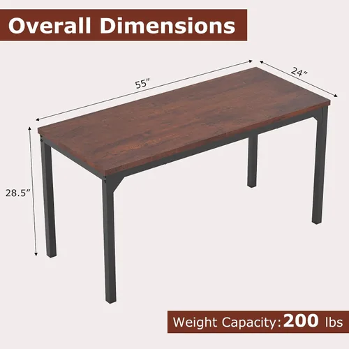 Vista 3 de Tangkula Mesa de conferencias de 55 pulgadas, mesa grande para sala de reuniones con mesa de panal de abeja, marco de metal estable, escritorio