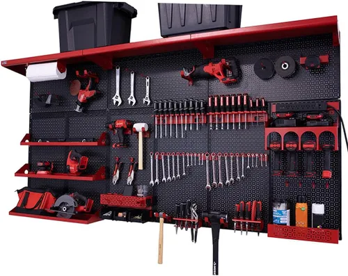 Vista 27 de OmniWall Weekend Warrior XL - Sistema de organización de pared de metal (negro/azul)