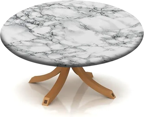 Vista 17 de Mantel redondo ajustable con borde elástico floral azul, mantel con borde elástico de estilo floral pastoral, almohadilla de mesa de poliéster