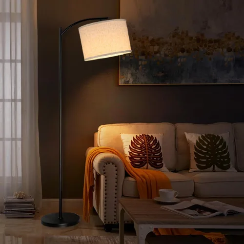 Vista 7 de Lámpara de pie para sala de estar, lámpara de pie, lámpara de pie con pantalla de lino para decoración del hogar, oficina, dormitorio