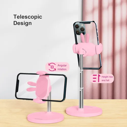 Vista 2 de OATSBASF Lindo soporte de chat, soporte de teléfono celular ajustable en ángulo para escritorio, soporte de teléfono Kawaii para grabación