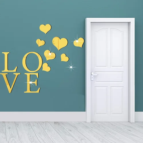 Vista 4 de Calcomanía de pared acrílica 3D, decoración mural en forma de corazón, decoración de pared de arte moderno extraíble para el hogar, sala de estar