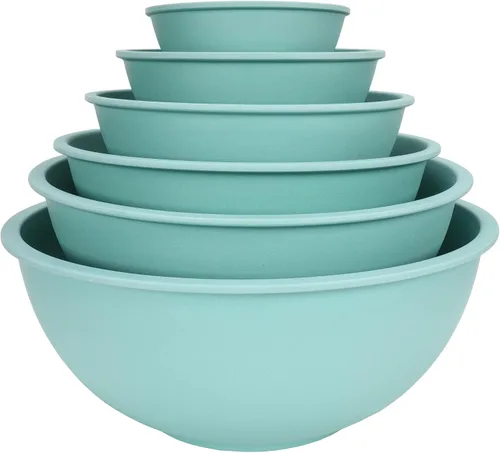 Vista 8 de Chef Craft Eco Bamboo Fiber - Juego de cuencos para mezclar, 4 piezas, color azul