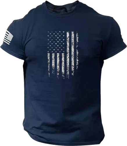 Vista 17 de Camisetas de verano para hombre, estilo casual, ajustado, manga corta, de algodón, patriótica, de Estados Unidos, con bandera americana, camiseta