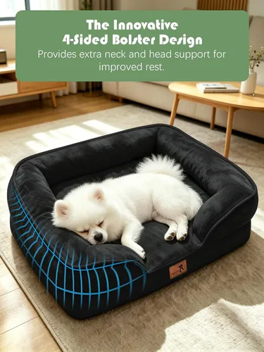 Vista 5 de Spotted Play Cama ortopédica para perros con lados, sofá cama para perros pequeños, sofá cama de espuma de apoyo para mascotas con funda extraíble
