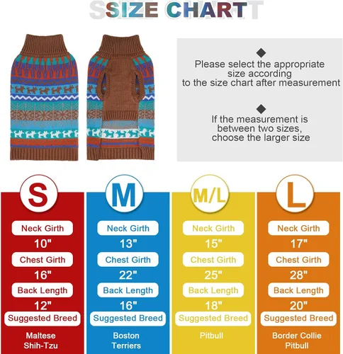 Vista 2 de Suéter Mihachi para perro - Ropa de abrigo de invierno con tiras coloridas para clima frío Marrón