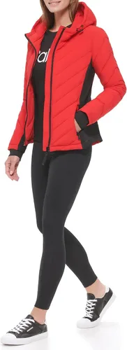 Vista 4 de Calvin Klein Women's Scuba Side Panel and Sleeve Detail Adjustable Hood Zip Pocketspuffer