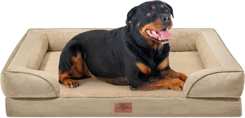 Vista 112 de Comfort Expression - Cama ortopédica para perros medianos, 28 x 19 pulgadas, cama impermeable y de apoyo de espuma con cojines removibles, sofá