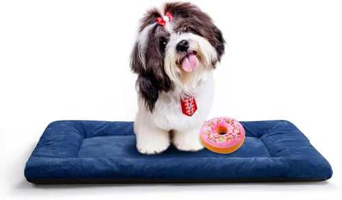 Vista 30 de Alfombrilla de cama para jaula de perro para perros extra pequeños. Cama de jaula de perro ultra suave. Alfombrilla de perrera lavable y Rosa