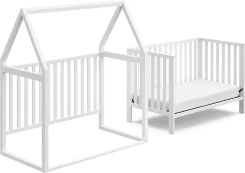 Vista 9 de Storkcraft Orchard Cuna convertible 5 en 1 (blanco) – Certificado GREENGUARD Gold Cuna de bebé estilo dosel, se convierte de cuna a cama infantil