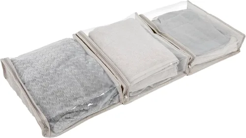 Vista 9 de Household Essentials Bolsas de almacenamiento para suéter con cremallera para debajo de la cama con panel de visión transparente, juego de 3