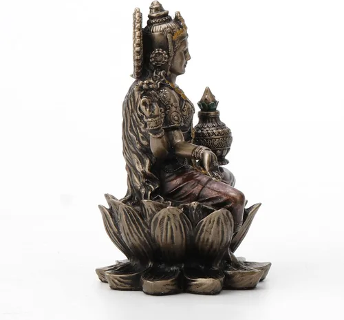 Vista 4 de Veronese Design 3 3/8" Lakshmi sentado en Lotus espiritual resina estatua pintado acabado de bronce