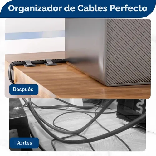 Vista 7 de Abnii 50 PIEZAS Abrazaderas de Cable con Gancho y Bucle, Gestión de Cables Bajo el Escritorio, Clips de Organización de Cables Autoadhesivos
