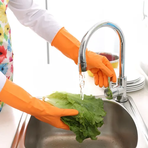 Vista 3 de Bamllum 3 pares de guantes de limpieza de goma para el hogar, guantes reutilizables para lavar platos para cocina, flexibles, duraderos e