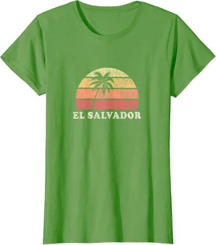 Vista 4 de El Salvador Vintage 70s Retro Throwback Design Camiseta, Azul