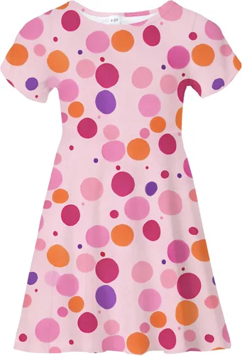 Vista 27 de Vestidos para niñas con estampado lindo, de manga corta, vestidos casuales de verano para niñas de 4 a 10 años