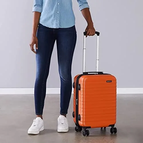 Vista 6 de Tienda Basics Equipaje de maleta expandible con ruedas rígidas, Naranja, Spinner