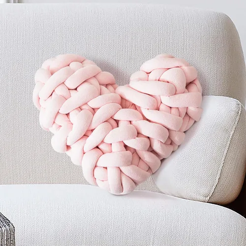 Vista 16 de Almohada anudada nórdica en forma de corazón Almohada decorativa tejida a mano Cojín Cojín Decoración de habitación Aqua