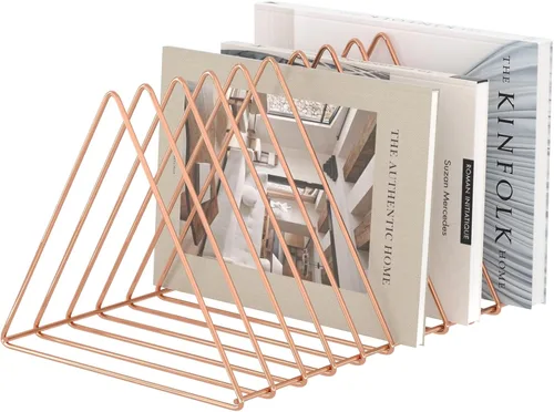 Vista 11 de Urban Deco Organizador de escritorio triangular, soporte para revistero de alambre de metal, 10 secciones, organizador de carpetas de archivos