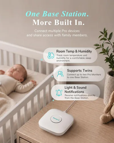 Vista 6 de Sense-U Smart Baby Monitor Pro de largo alcance + cámara PTZ de 2.5K, sin