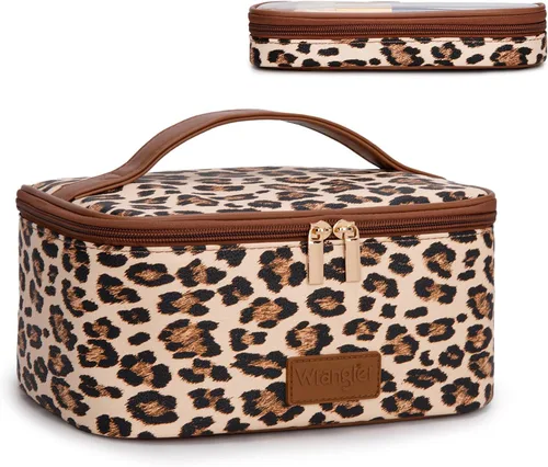 Vista 10 de Wrangler - Bolsa de maquillaje de viaje, 2 piezas, bolsa de cosméticos con Vaca café