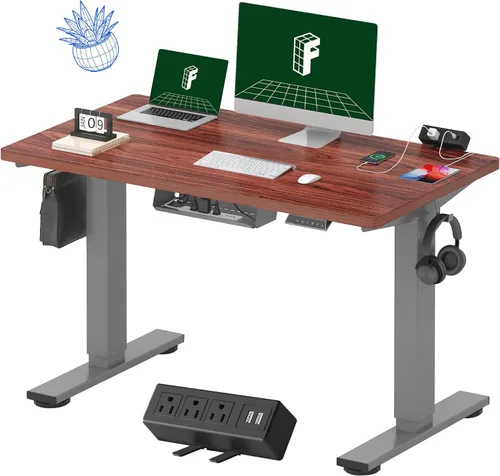 Vista 42 de FLEXISPOT EN2 Escritorio de pie de una pieza completa con regleta de alimentación de abrazadera, escritorio eléctrico de altura ajustable de 40 x 24