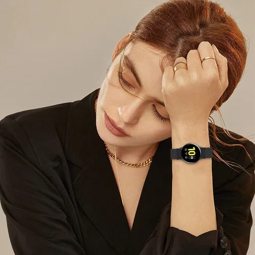 Vista 6 de Minggo Correa trenzada compatible con Samsung Galaxy Watch3 de 1.772 pulgadas, correa de repuesto elástica tejida compatible con Gear S3 Negro