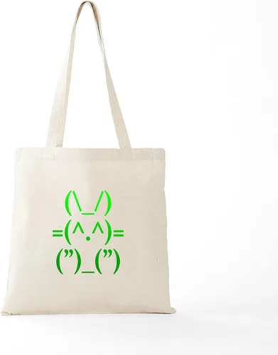 Vista 5 de CafePress Ascii Rabbit Tote Bag - Bolsa de lona natural, bolsa de compras reutilizable