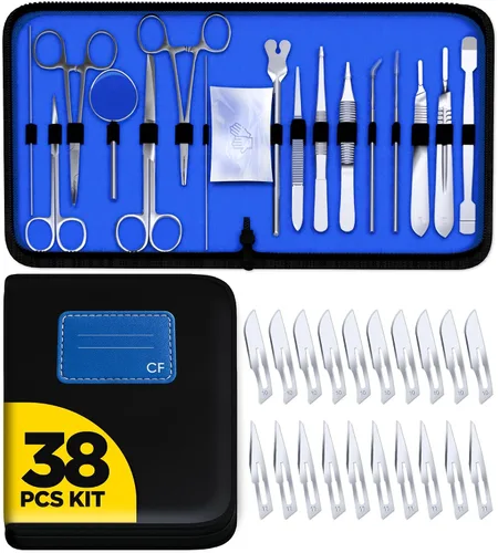 Vista 9 de Core Flex Kit avanzado de disección de anatomía de laboratorio de biología con cuchillas de mango de cuchillo de bisturí de acero inoxidable