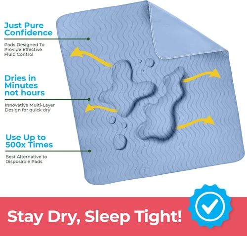 Vista 3 de Utopia Bedding Almohadillas lavables reutilizables 18" x 24" (Paquete de 4), almohadillas de cama impermeables de alta absorción para incontinencia