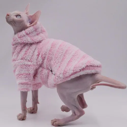 Vista 2 de Ropa para gatos sin pelo, de grosor cálido, suave, de invierno, para gatos Sphynx, gatos Devon Rex, Cornish y gatos pequeños (XS)