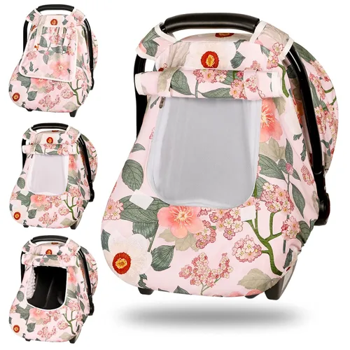 Vista 10 de TANOFAR - Funda para asiento de coche de bebé a prueba de viento, capota para asiento de coche infantil de 3D con lunares de visón y ventana