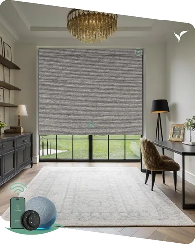 Vista 34 de Yoolax Persianas motorizadas con control remoto, persianas inteligentes opacas con control remoto, cortinas eléctricas compatibles con Alexa
