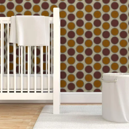 Vista 6 de Spoonflower Mod Circles Brown Pre-Pasted Removable Wallpaper